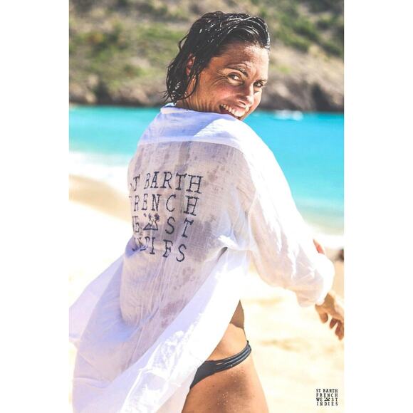 Pati de St Barths Gouverneur Shirt Button Down White Cotton Long Sleeve Medium - Picture 2 of 8